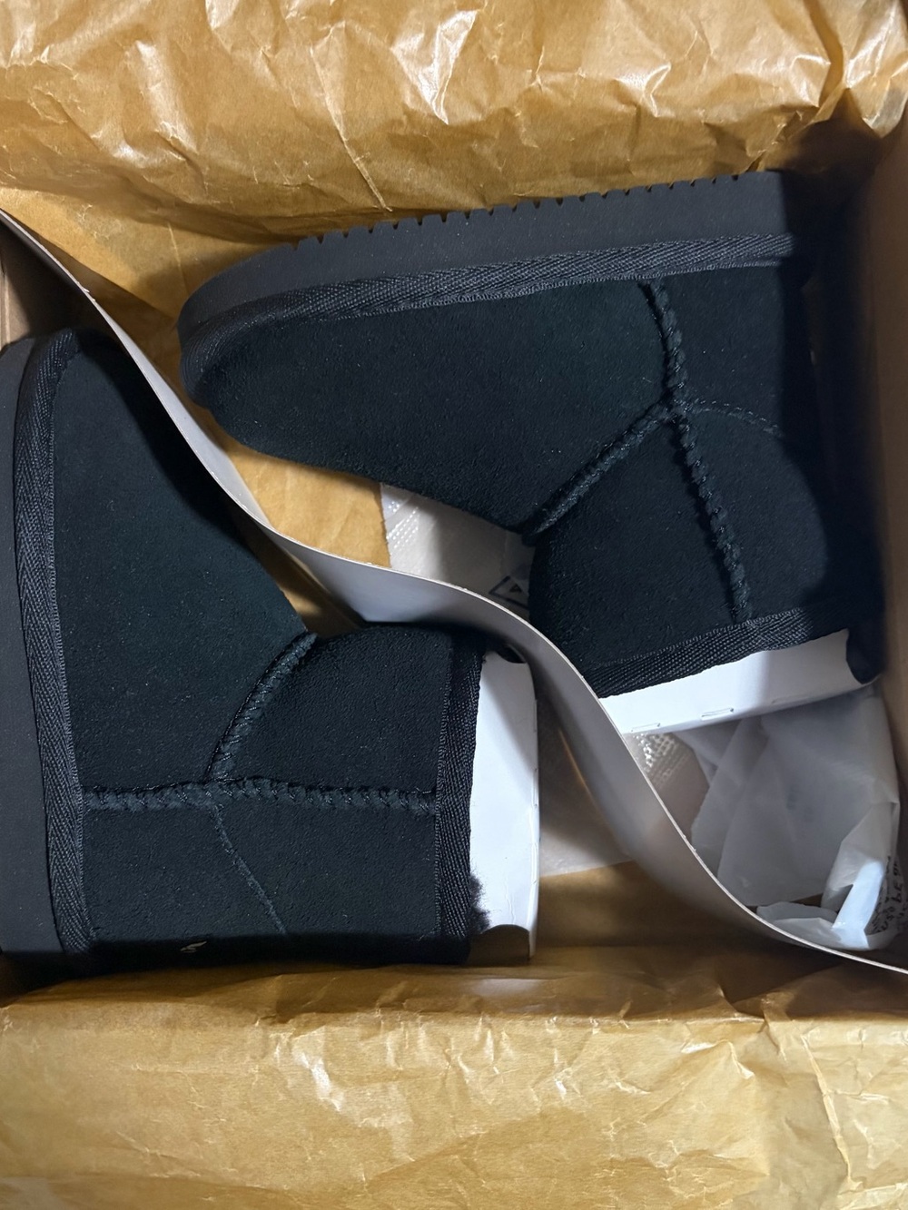 UGG Kids Black Short Suede Boots